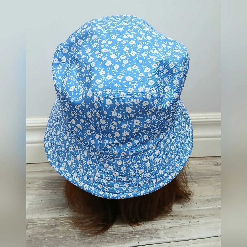 Ardene Blue White Floral Bucket Hat One Size Brand New - Picture 3 of 9